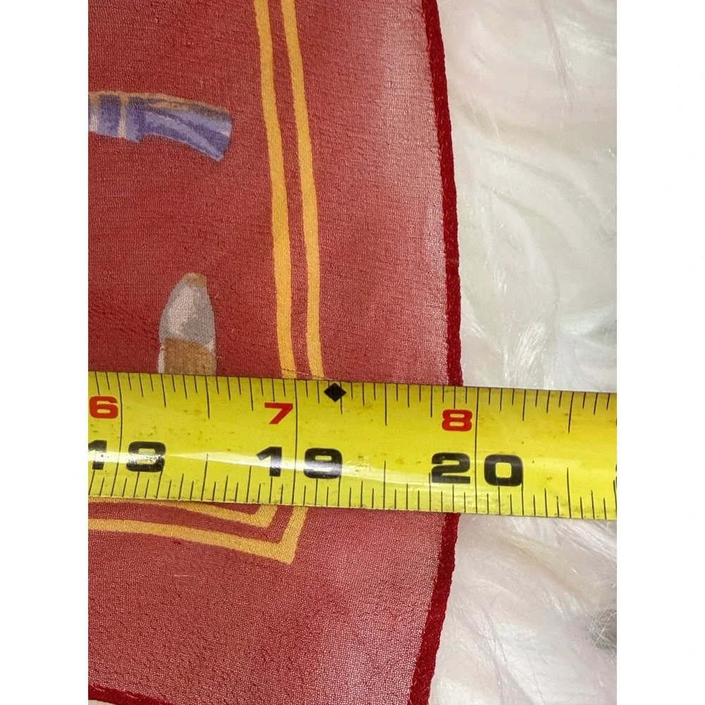 Echo Red 100% Silk Square Scarf Whimsical Shoe Print Loafer Pattern Chiffon